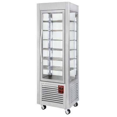 Vitrine panoramique, 5 grilles, ventilée, 360 LT, Inox. SNE/GB-A5-R2